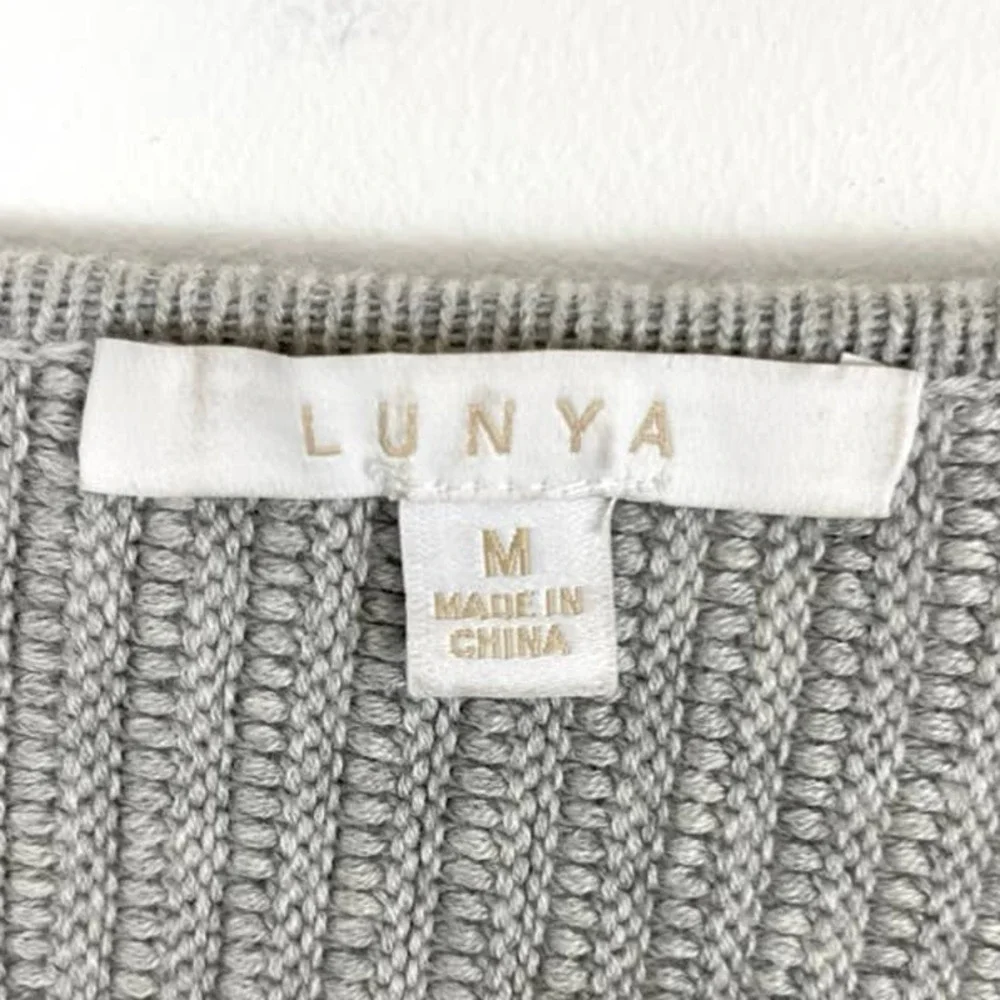 Lunya Cozy Cotton Silk Reversible Ribbed Pullover Sweater Mellow Grey Heather - Picture 13 of 15